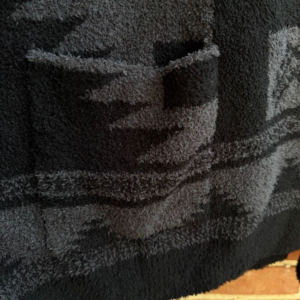 Barefoot Dreams Women's Patchwork Belted Hooded Cardigan Carbon Black 2X NWT - Picture 5 of 11